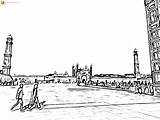 Badshahi Mosque Lahore Coloring Page 3 By Qureshi Creative Corner sketch template