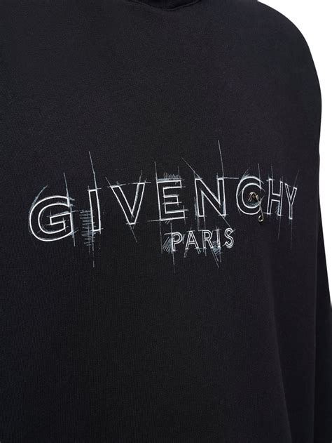 Givenchy Logo Print Cotton Sweatshirt Hoodie In Black | ModeSens