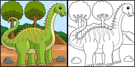 Diplodocus Dinosaur Coloring Page Illustration 7066686 Vector Art at Vecteezy