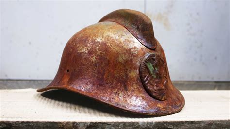 Restoring rusty dented USSR firefighter's helmet - VINTAGE RESTORATION - YouTube