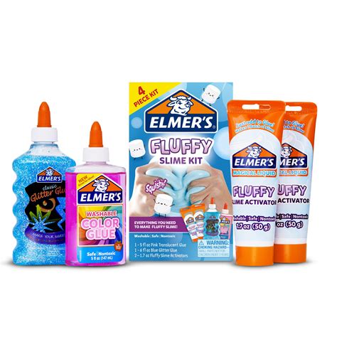 Buy Elmer’s Fluffy Slime Kit, Includes Elmer’s Translucent Color Glue, Elmer’s Glitter Glue ...