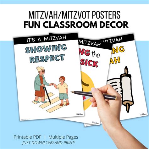 Mitzvah Mitzvot Classroom Poster Set - Etsy