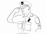 Policeman Salute Coloring Page For Kids  Free Police Printable sketch template