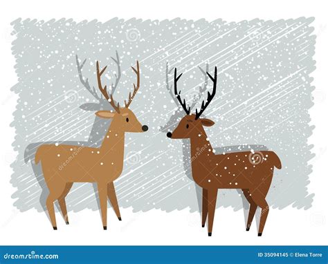 Reindeer in snow stock vector. Illustration of falling - 35094145