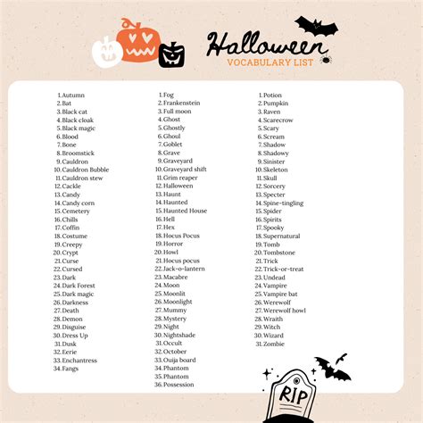 101 Halloween Words and Vocab + Free Word Search PDF