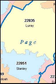 PAGE County, Virginia Digital ZIP Code Map