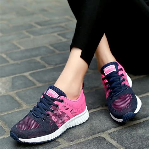 Sport Women Cushion Sports Shoes Outdoor Breathable Rose Mesh Sneakers Woman Athletic Cushioning ...