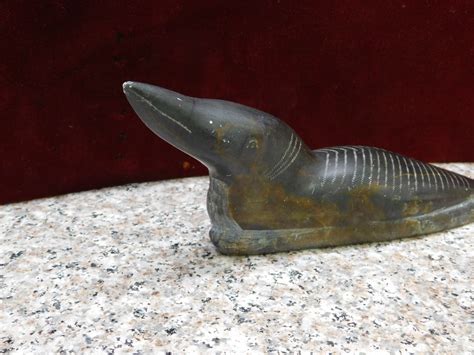 Canada Eskimo Art Inuit Soapstone Carving Loon *with sticker*