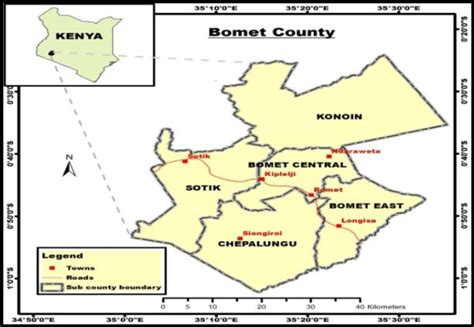 Map of Bomet County showing study area Source: Kenya Independent... | Download Scientific Diagram