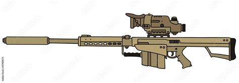 Sand big sniper rifle / Hand drawing, vector illustration Stock Vector ...