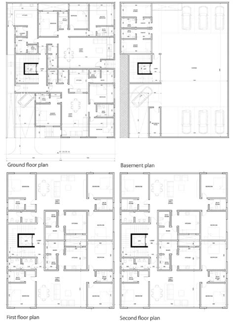 Typical apartment house floor plans. Source: Design office in Kuwait ...