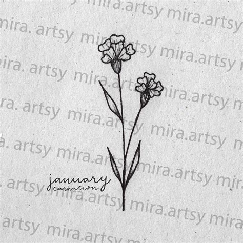 January Birth Month Flower Pack Scan (Carnation And Snowdrop) DIGITAL ...