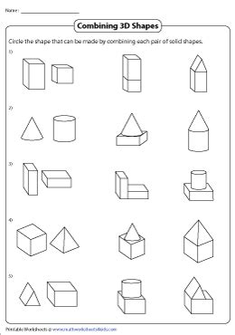 Composing 3D Shapes Worksheets