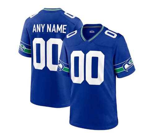 Custom S.Seahawks Throwback Jersey - Royal American Jerseys Stitched F ...