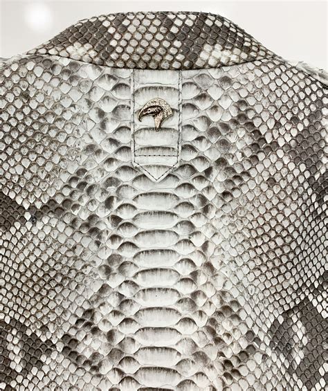 SR Natural White Python Leather Jacket - Leather Guys