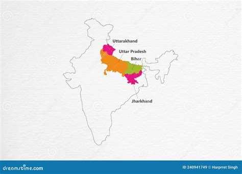 Bihar Red Highlighted In Map Of India Royalty-Free Cartoon ...