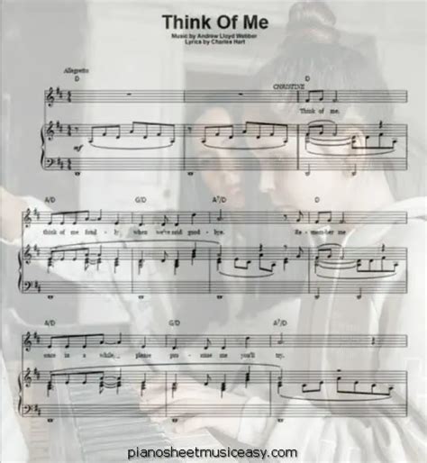 Think of me sheet music - D major Scale