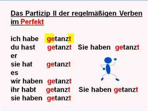 Das Partizip II der regelmäßigen Verben im Perfekt - Deutsch - Viel Spass