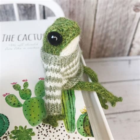 Knitted Frog in Striped Sweater Crochet Green Froggy Toy - Etsy