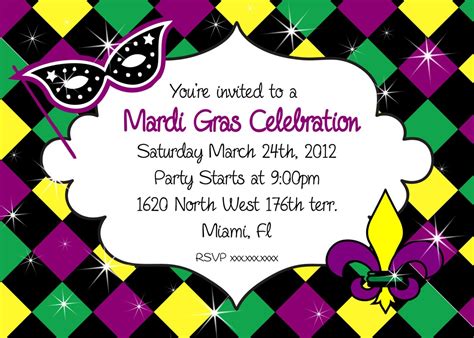 Mardi Gras Party Invitations - Mickey Mouse Invitations Templates