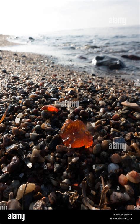 amber stones baltic sea germany Stock Photo - Alamy