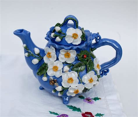 Blue and white porcelain Teapot Jasmine flowers Handmade Tea - Inspire ...