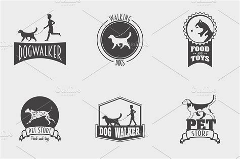 Set of pet shop, dog walker logos ~ Logo Templates ~ Creative Market