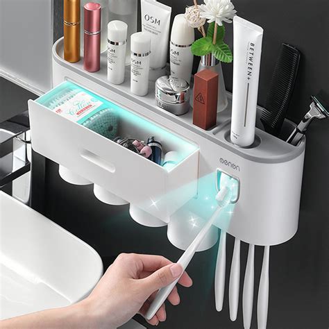 Toothbrush Holder and Cup Automatic Toothpaste Dispenser, Toothbrush ...