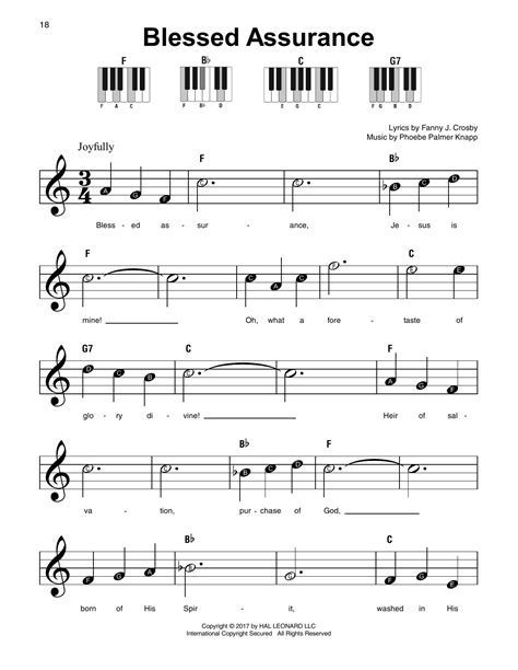 Blessed Assurance by Phoebe Palmer Knapp Sheet Music for Super Easy ...