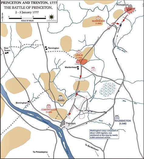 Map of the Battle of Princeton - January 3, 1777