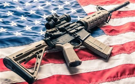 Rifle American Flag 4K Wallpaper