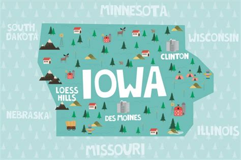 Map of Iowa and Flag | Outline, Counties, Cities and Road Map - Best ...