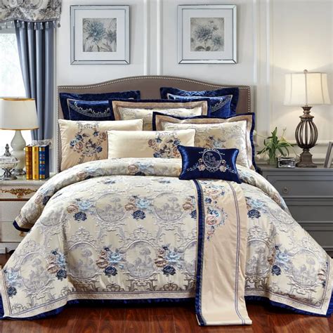 4/6/10Pcs Oriental Jacquard Luxury Bedding Sets King/Queen Size Cotton ...