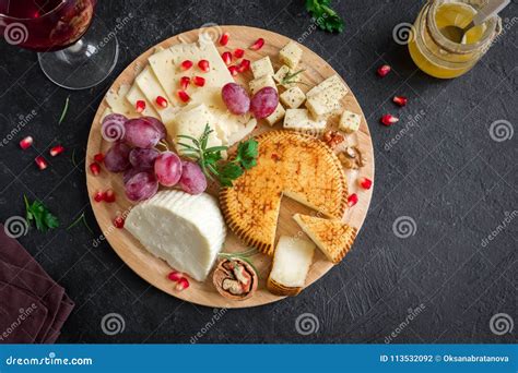 Cheese, Fruit Platter and Wine Stock Photo - Image of gray, gouda ...