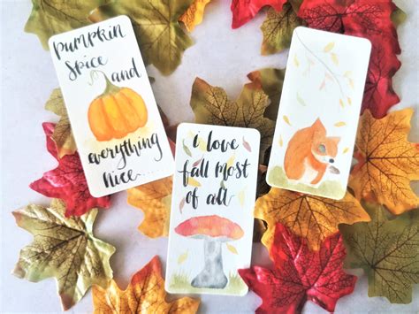 Autumn bookmark set of 3 watercolour bookmark cute | Etsy