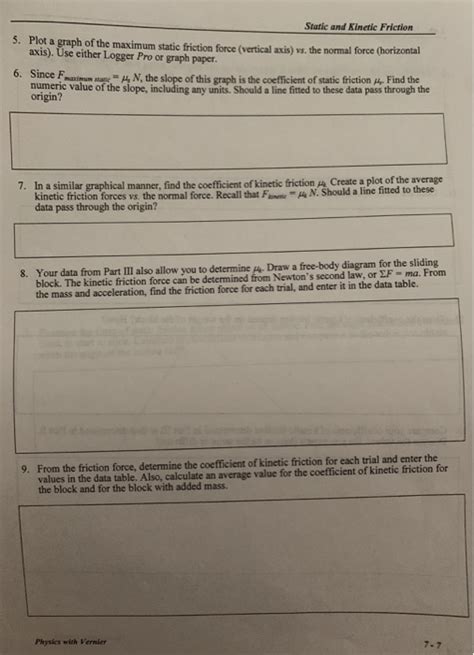 Solved Static and Kinetic Friction 5. Plot a graph of the | Chegg.com