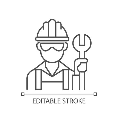 Blue collar worker linear icon 2227528 Vector Art at Vecteezy