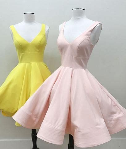 Princess A-line V Neck Short Pink/Yellow Homecoming Dress Party Dress in 2020 | Yellow ...