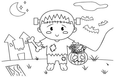 Cute Frankenstein Coloring Page Free Printable Colori - vrogue.co