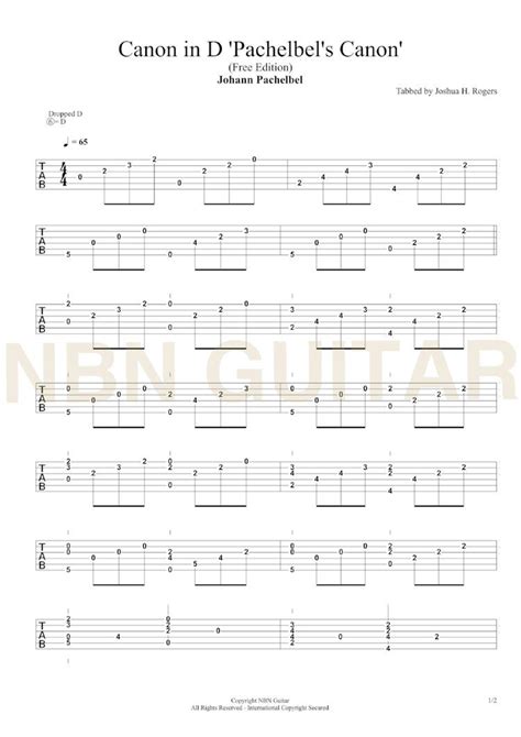 Canon in D - Free Classical Guitar Tabs — NBN Guitar | Guitar tabs ...