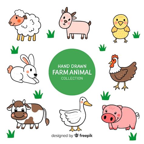 Free Vector | Hand drawn farm animal collection