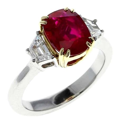 2 Carat Burma No Heat Ruby Diamond Gold Platinum Ring For Sale at 1stdibs