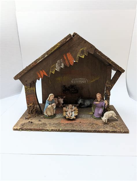 Nativity Vintage Nativity Scene With Figures Attached - Etsy