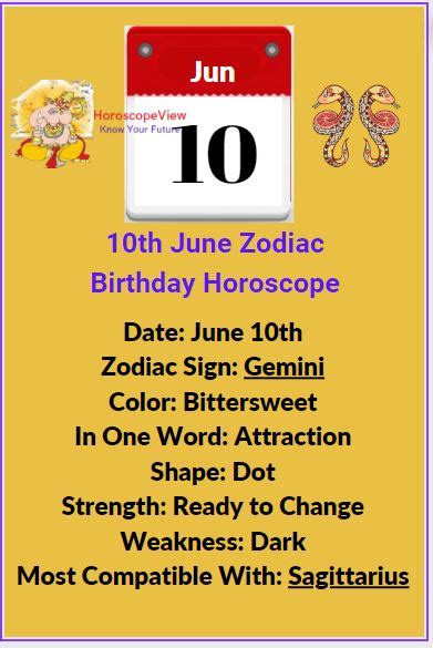 June 10 Zodiac Gemini Personality, Traits and Horoscope