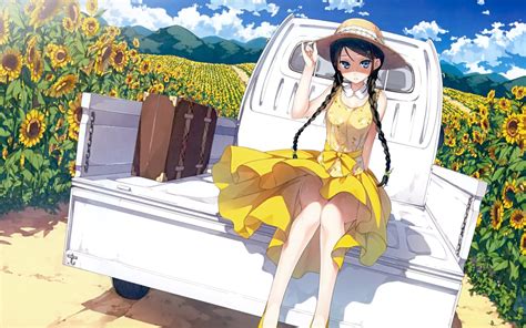 Anime girl on the farm Desktop wallpapers 1280x800