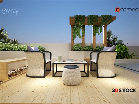 Outdoor Terrace Furniture - 3D Stock : 3D Models for Professionals