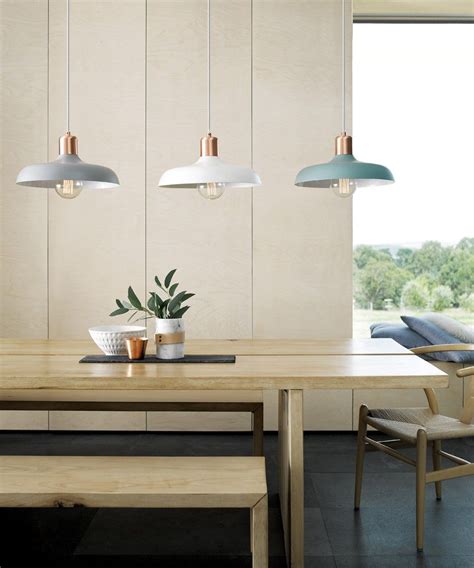 Croft 1 Light Pendant in Brushed Copper/Mint | Dining room pendant, Kitchen lighting over table ...