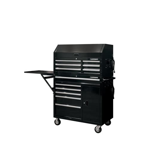 Husky 41 in. x 24.5 in D 16-Drawer Gloss Black Tool Chest and Cabinet Combo-HOTC4116B13S - The ...