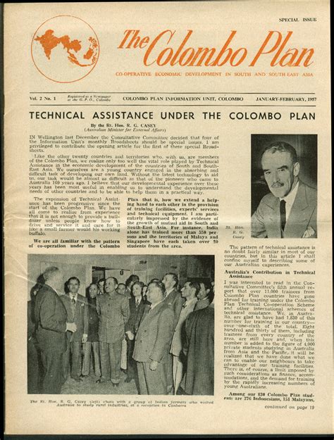 THE COLOMBO PLAN: 1-2 1957: Special Issue Technical Assistance Plans