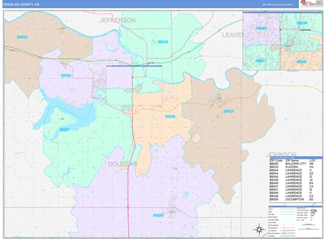 Douglas County, KS Wall Map Color Cast Style by MarketMAPS - MapSales.com